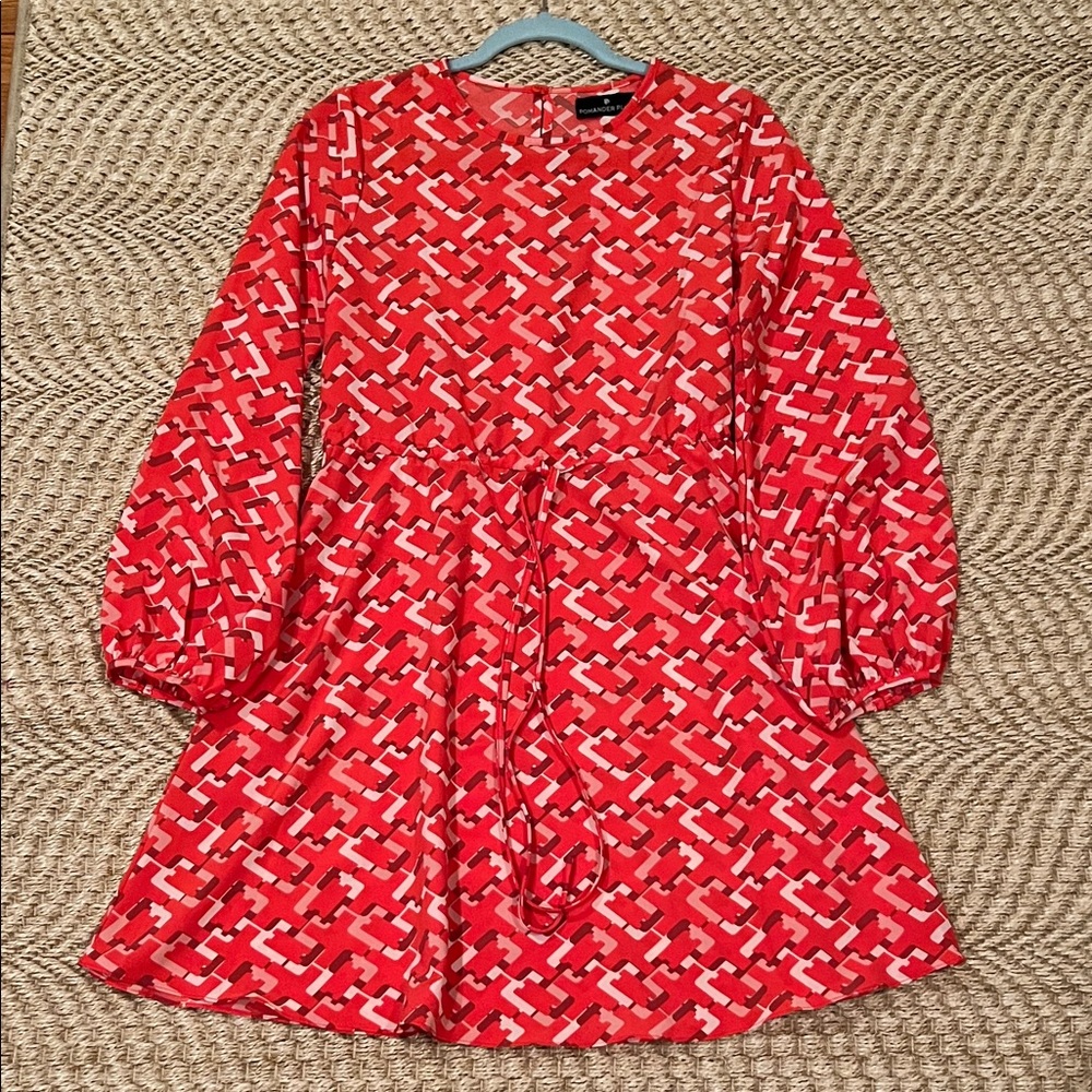 Pomander Place Red and White Patterned Ladies Dress